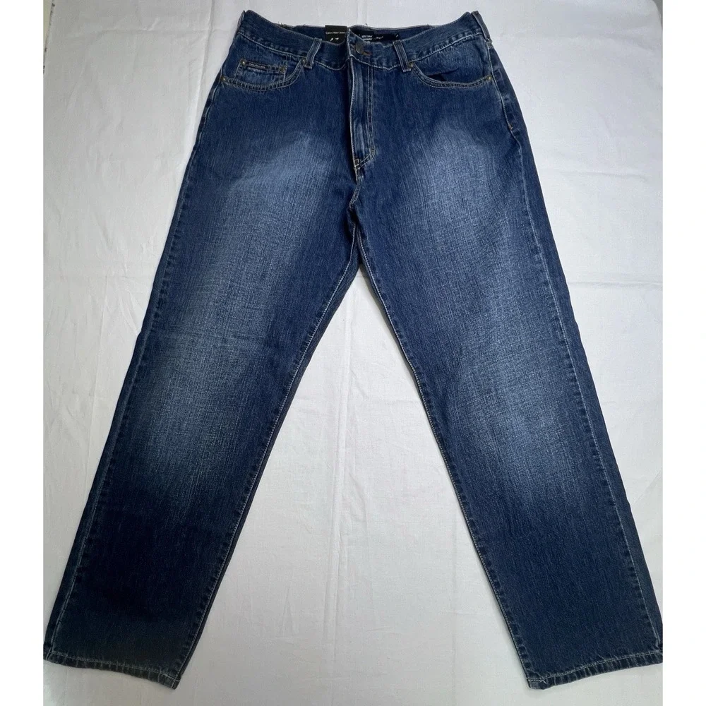 Calvin Klein Men's Jeans 36x32 Easy Fit Tapered leg Medium Wash Cotton